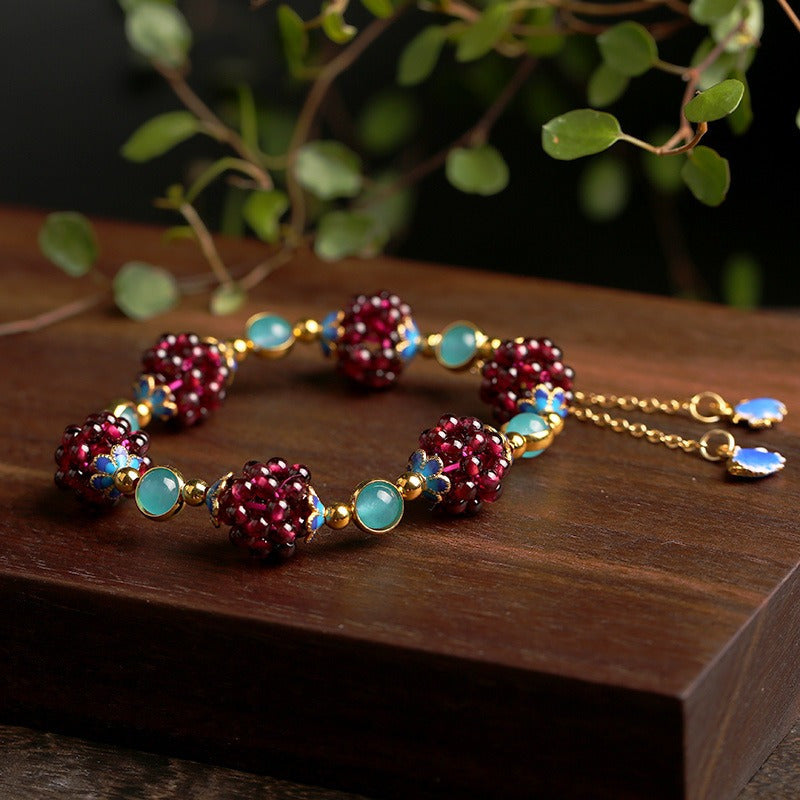 Vintage Simple Style Natural Garnet Bracelet