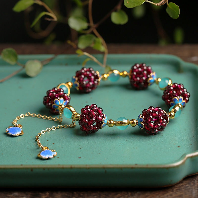 Vintage Simple Style Natural Garnet Bracelet