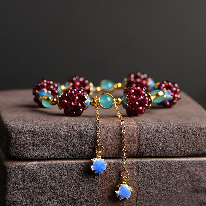 Vintage Simple Style Natural Garnet Bracelet