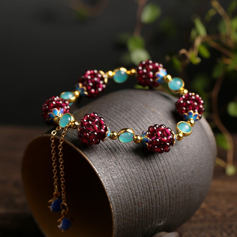 Vintage Simple Style Natural Garnet Bracelet