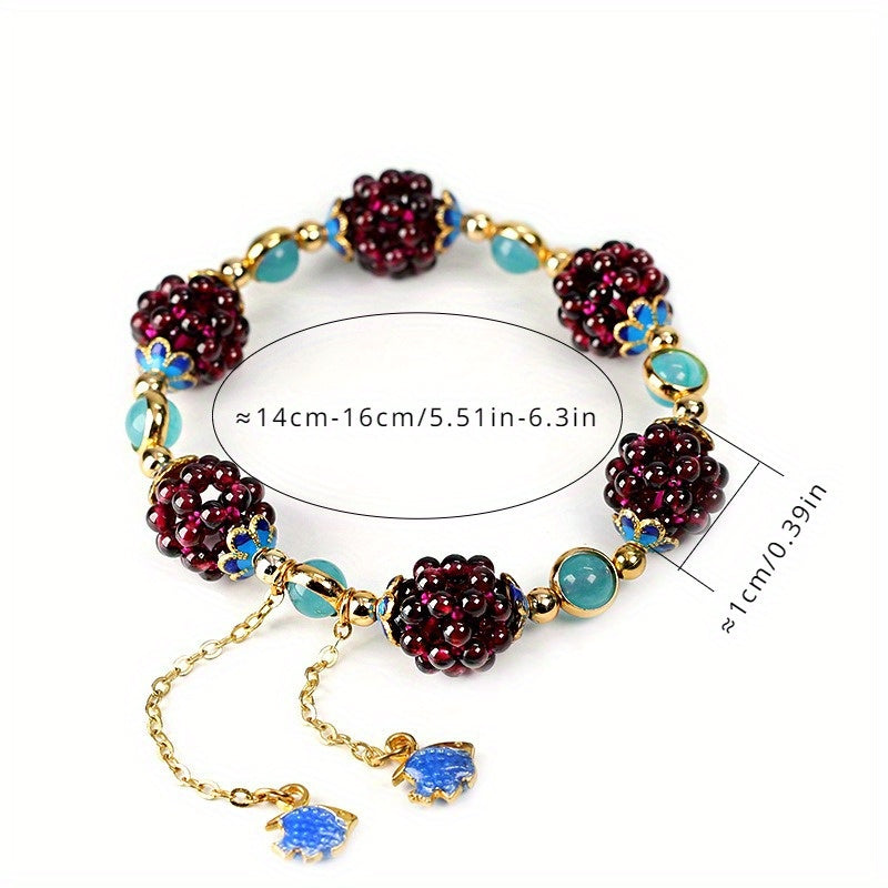 Vintage Simple Style Natural Garnet Bracelet