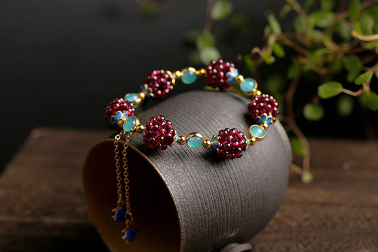 Vintage Simple Style Natural Garnet Bracelet