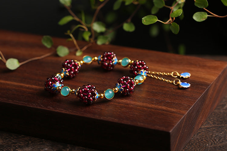 Vintage Simple Style Natural Garnet Bracelet