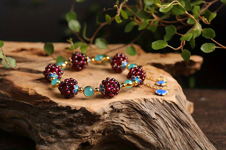 Vintage Simple Style Natural Garnet Bracelet