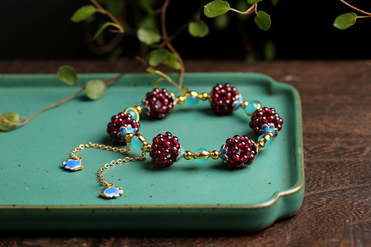 Vintage Simple Style Natural Garnet Bracelet