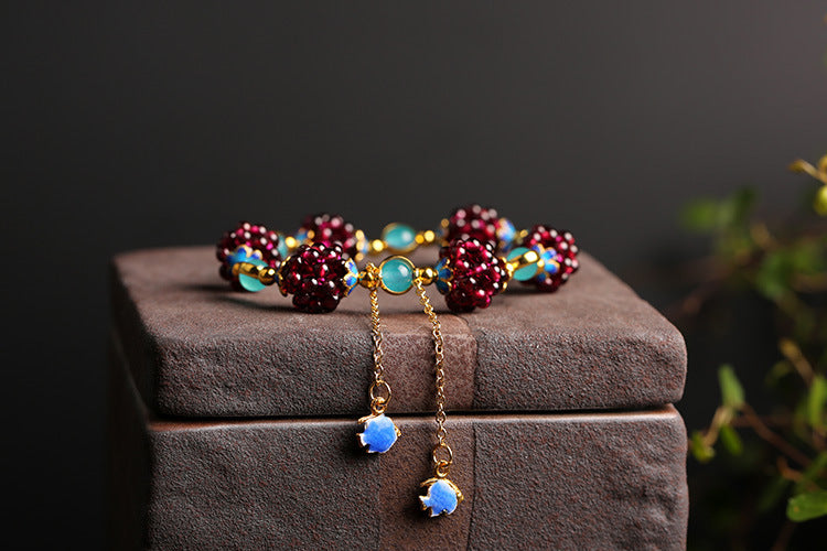 Vintage Simple Style Natural Garnet Bracelet