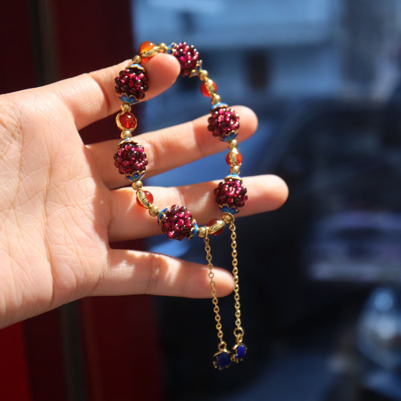 Vintage Simple Style Natural Garnet Bracelet