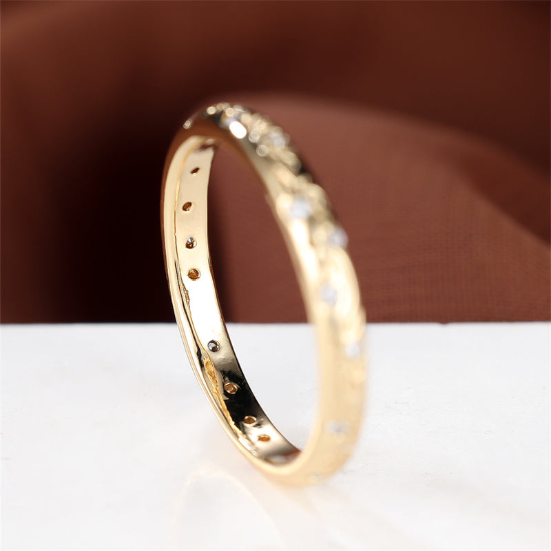 Simple Fashion Golden Color Zircon Rings