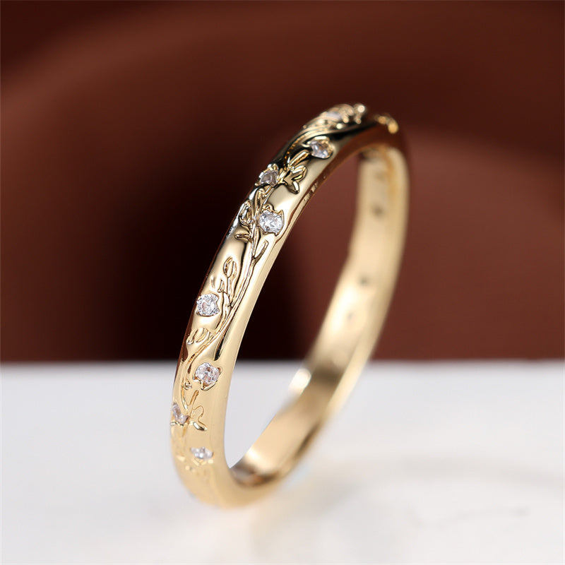 Simple Fashion Golden Color Zircon Rings