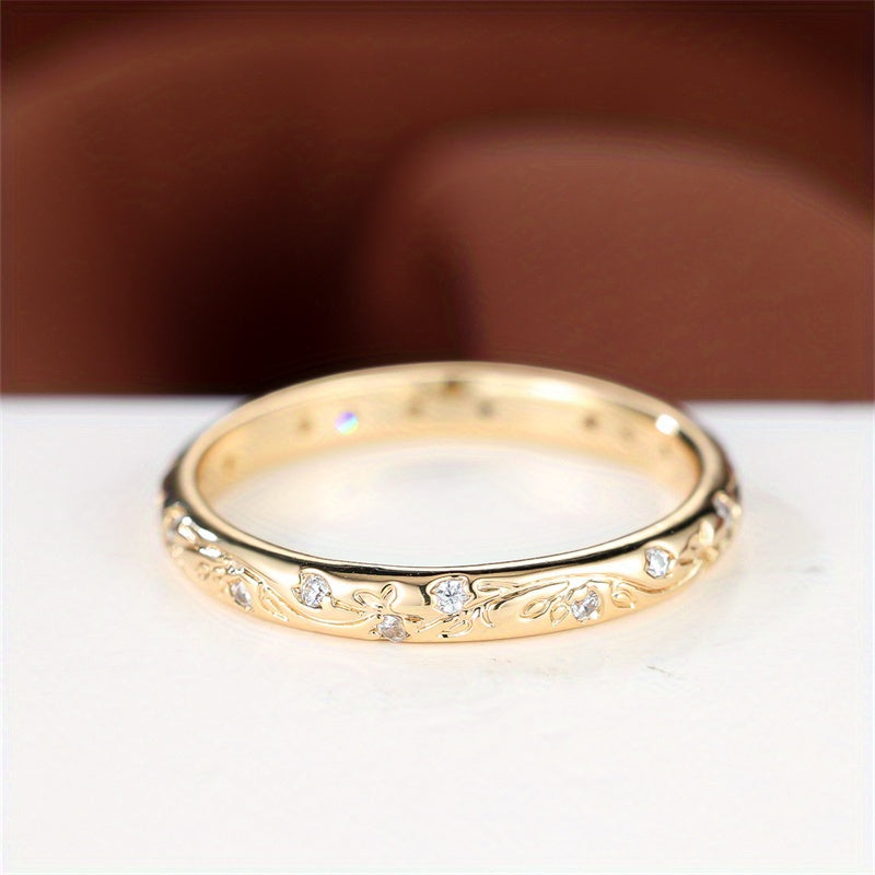 Simple Fashion Golden Color Zircon Rings