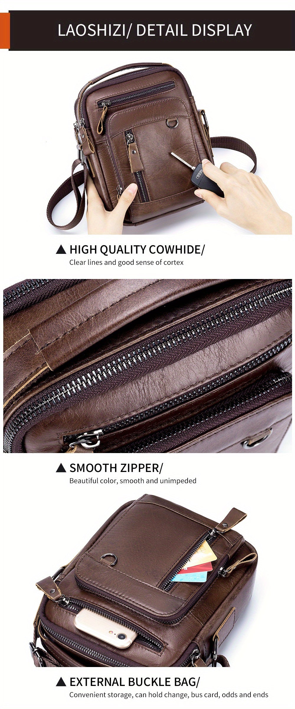 Men's Genuine Leather Crossbody Bag