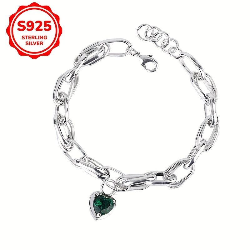 Inlaid Heart-shaped Synthetic Zirconia Bracelet