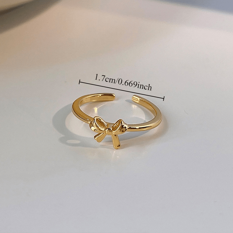 Chic Adjustable Golden-Tone Ballet Bow Ring