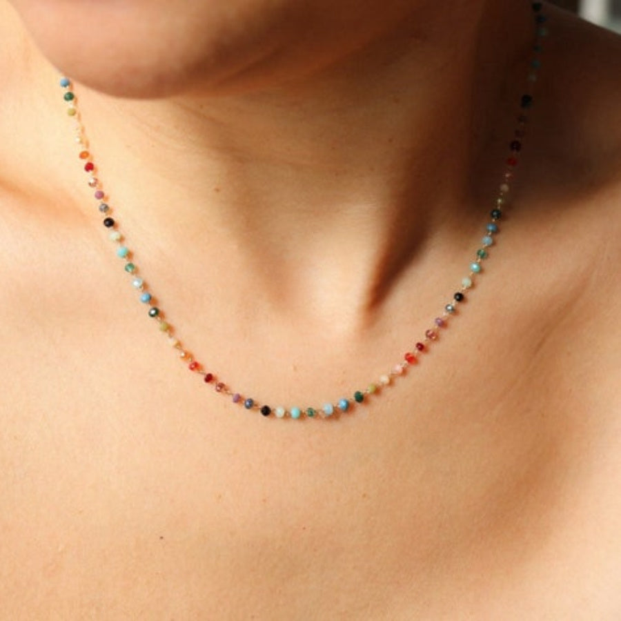 Colorful Natural Stone Beaded Necklace