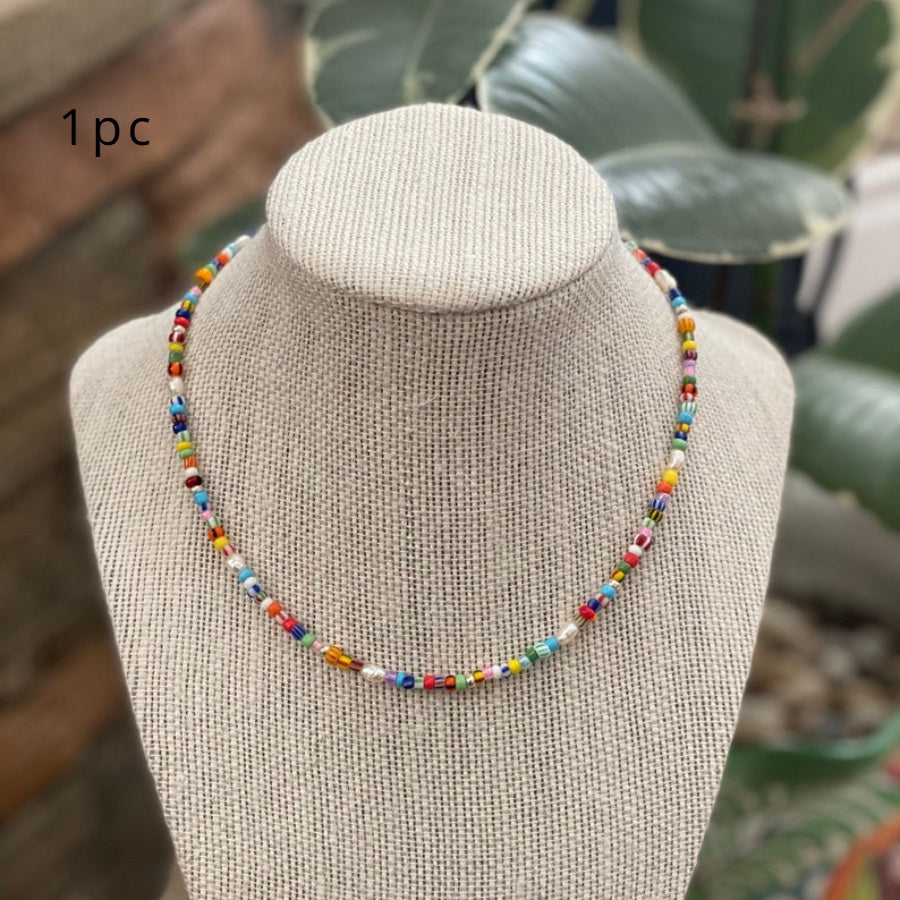 Multicolor Natural Stone Beaded Choker Necklace