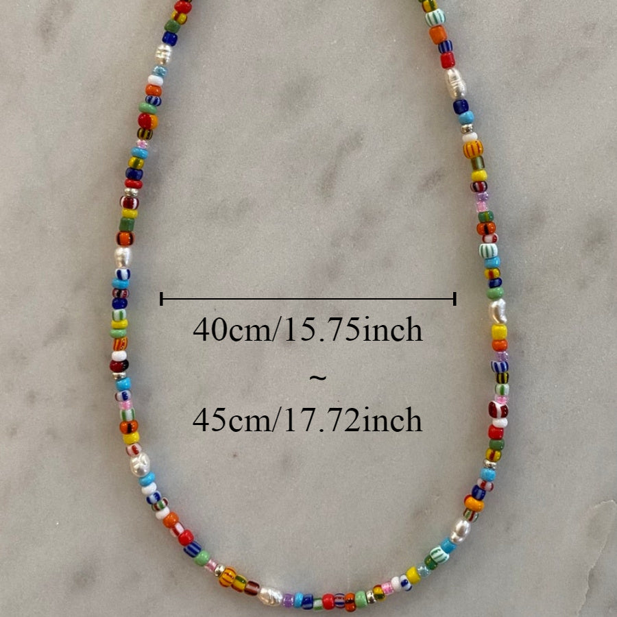 Multicolor Natural Stone Beaded Choker Necklace