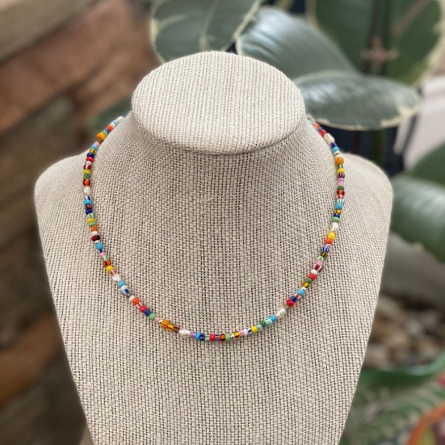 Multicolor Natural Stone Beaded Choker Necklace