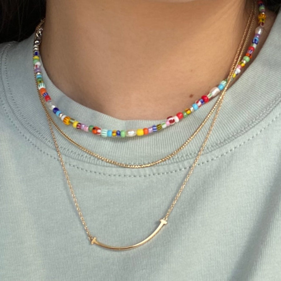 Multicolor Natural Stone Beaded Choker Necklace