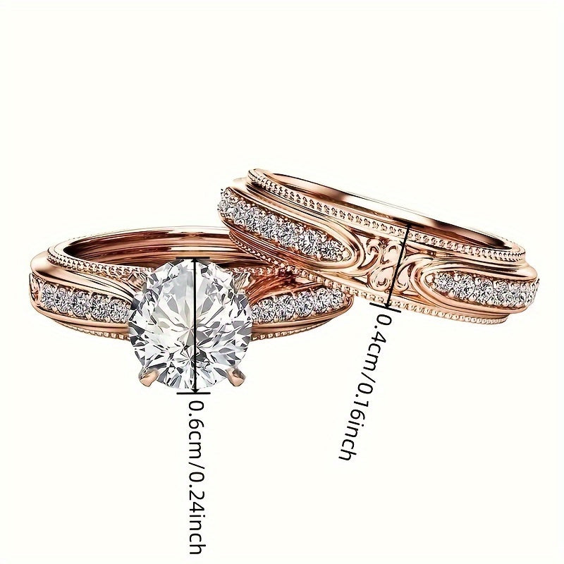 Elegant Rose Golden Engagement Ring Set