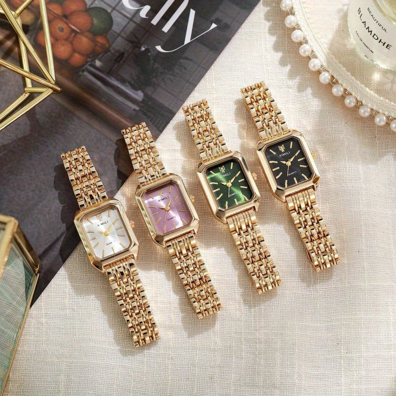 4pcs Watch Combination Fashion Classic Five-Bezel Bracelet Watch