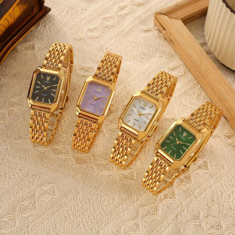 4pcs Watch Combination Fashion Classic Five-Bezel Bracelet Watch