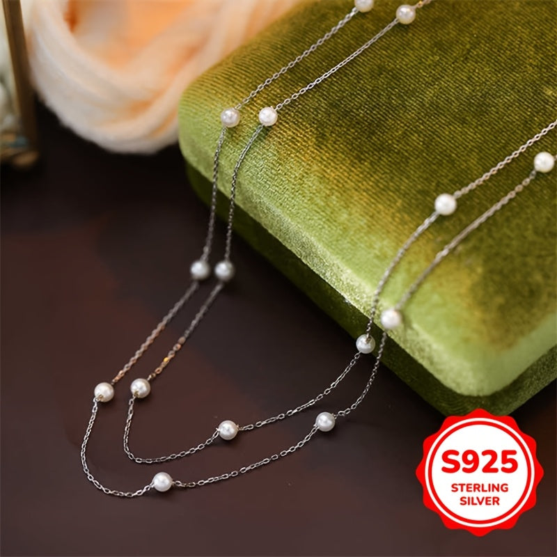 Elegant double-layer shell pearl necklace