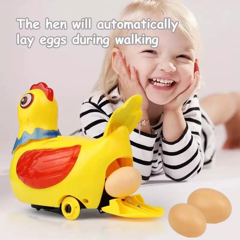 Walk, Cluck & Surprise – Electric Hen Laying Eggs Toy with Lights, Music & Obstacle Avoidance