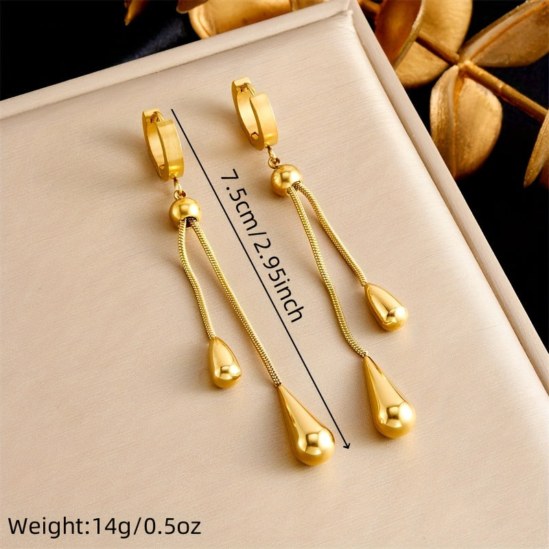 Golden Tassel Water Drop Pendant Fashion Jewelry Set