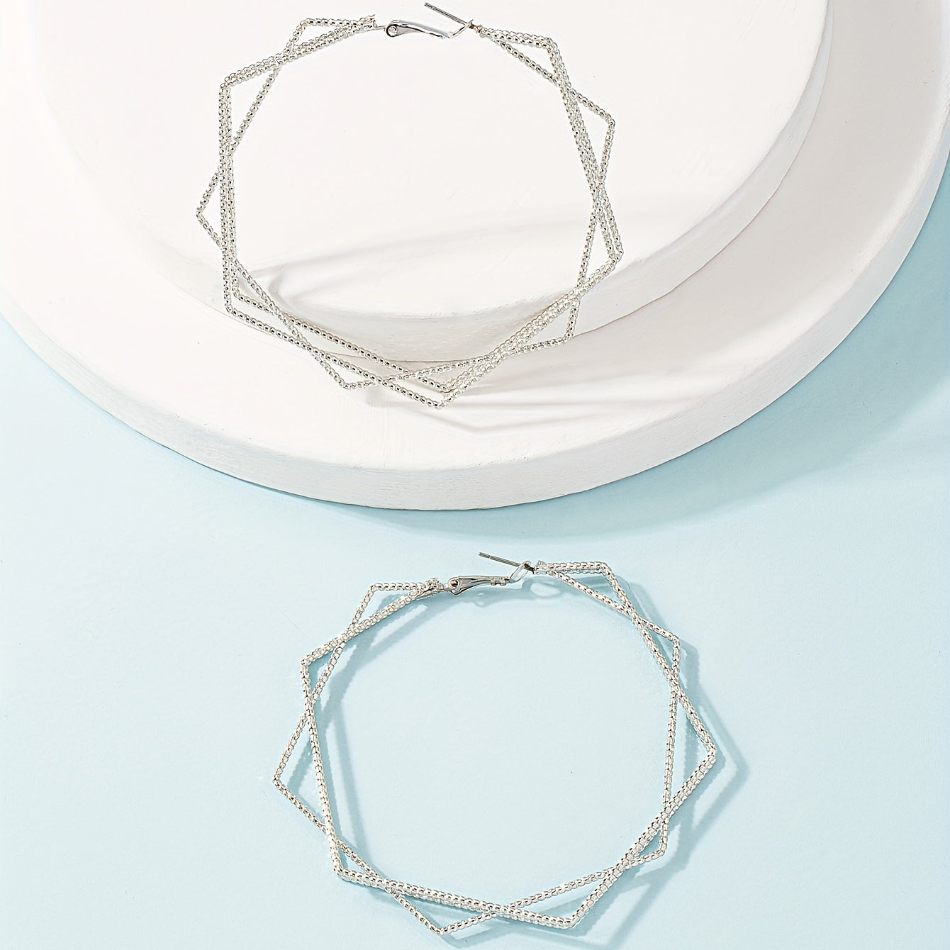 Fashionable And Unique Oversized Hexagonal Earrings