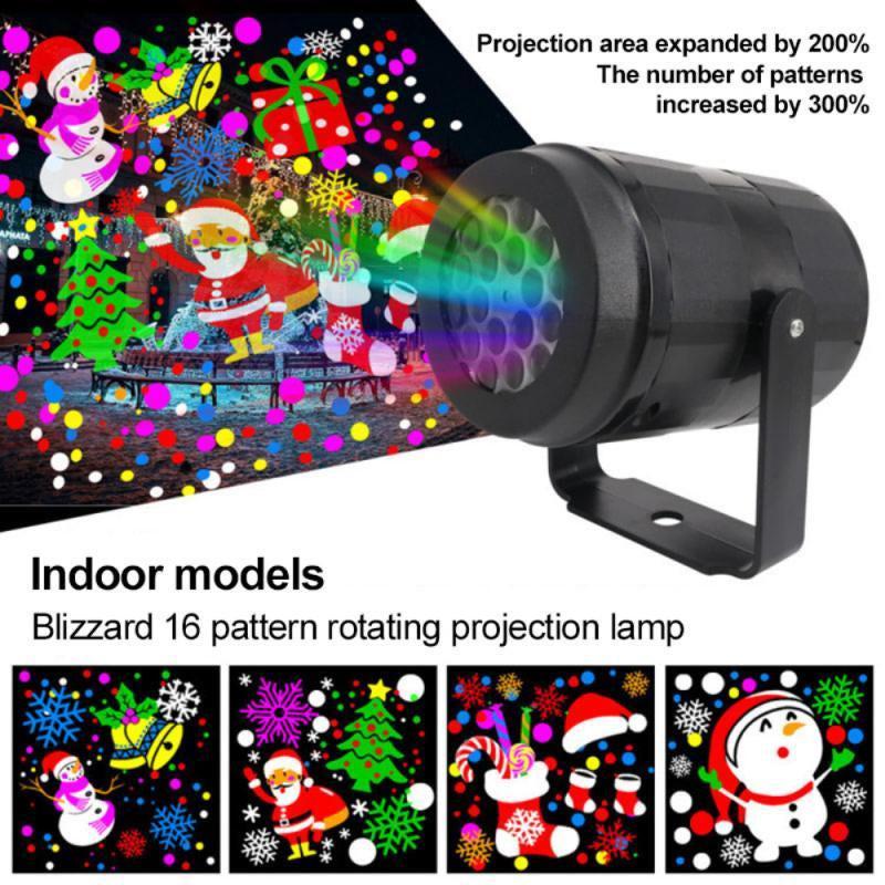 Rotating LED Snowflake Projector – 16 Festive Patterns for Indoor & Outdoor Use