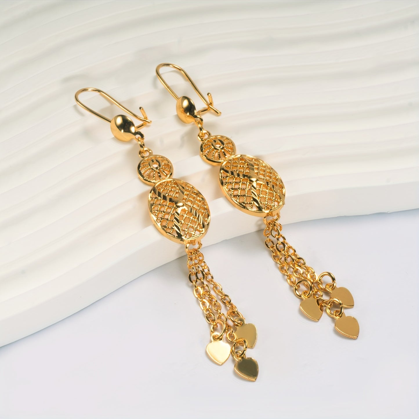 Elegant Golden Plated Copper Tassel Earrings