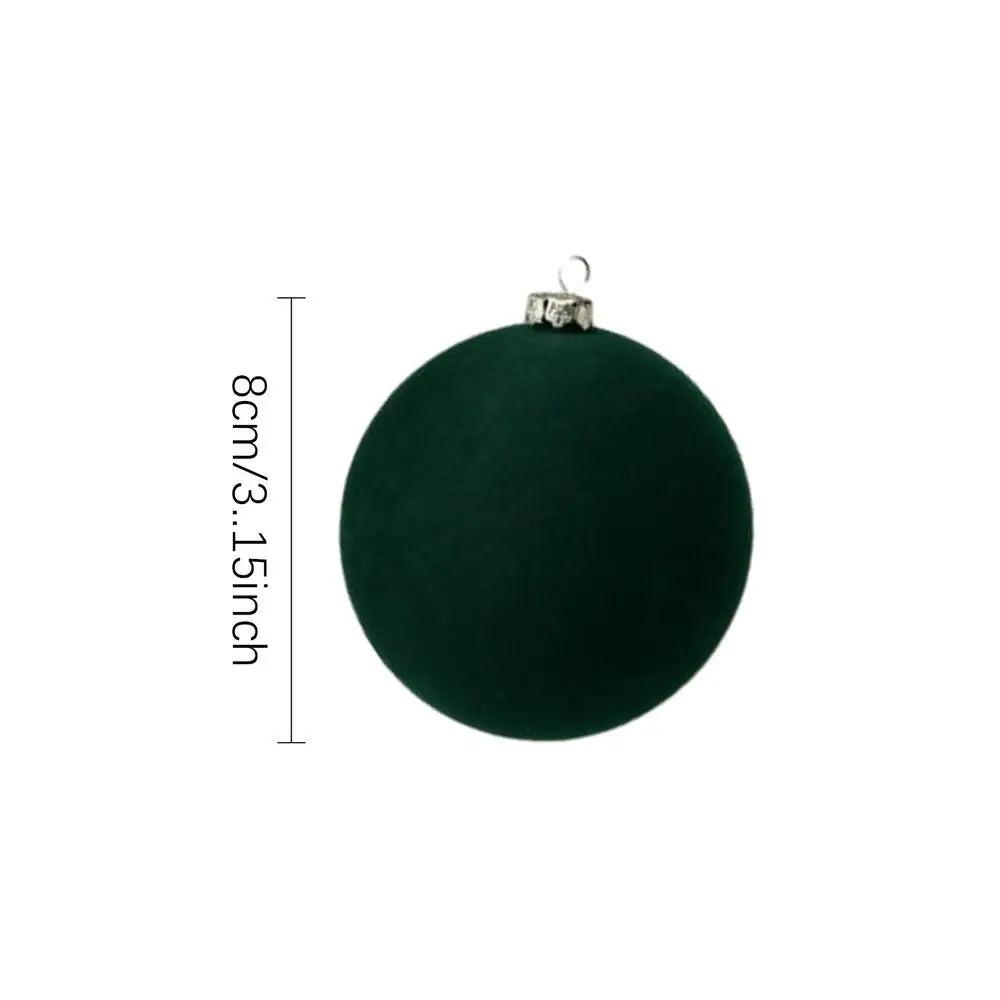 12-Pack Green Flocked Christmas Tree Baubles – Elegant ABS Ornaments for Festive Decor & Holiday Parties