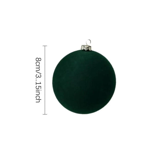 12-Pack Green Flocked Christmas Tree Baubles – Elegant ABS Ornaments for Festive Decor & Holiday Parties