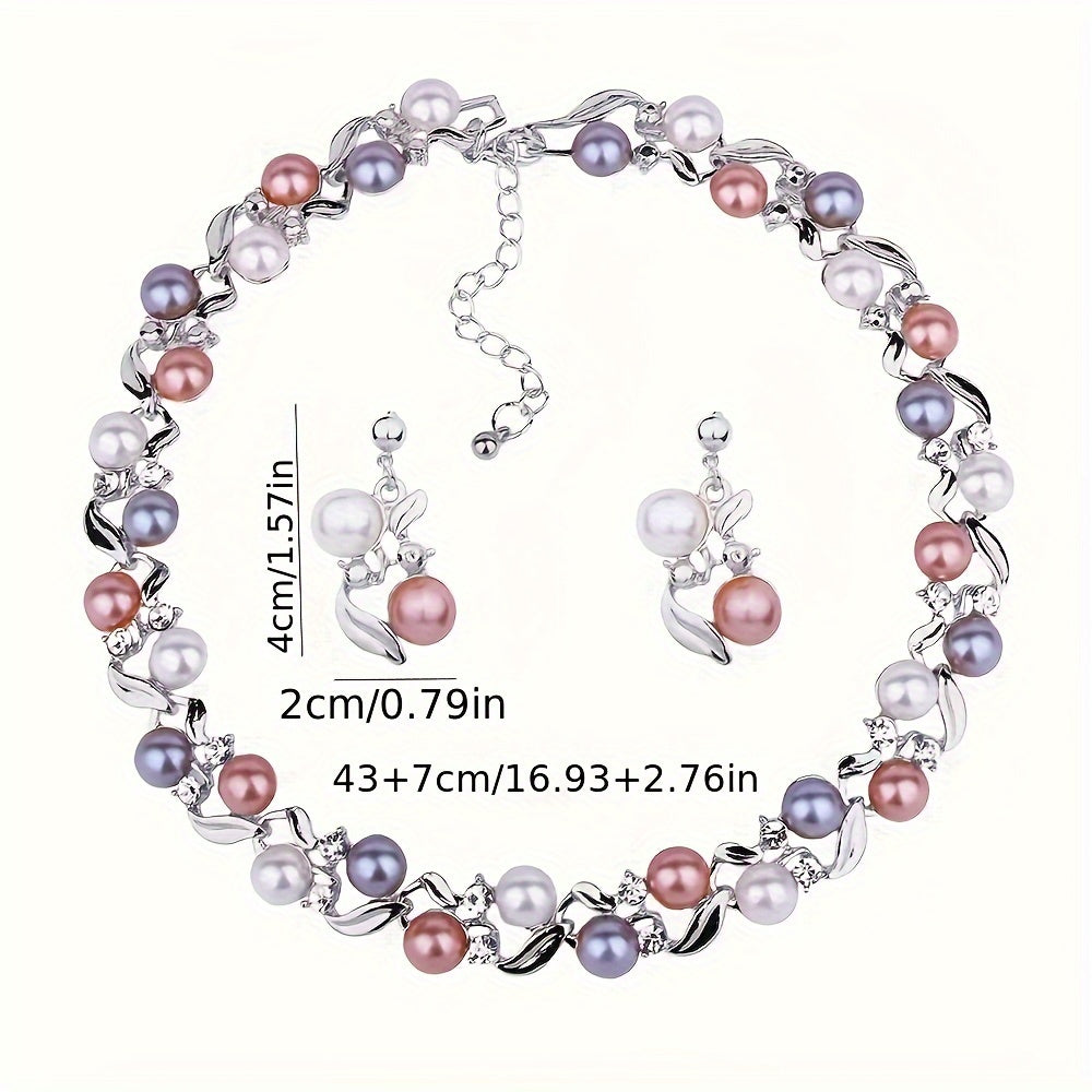 Fashionable And Creative Colorful Pearl Necklace Set