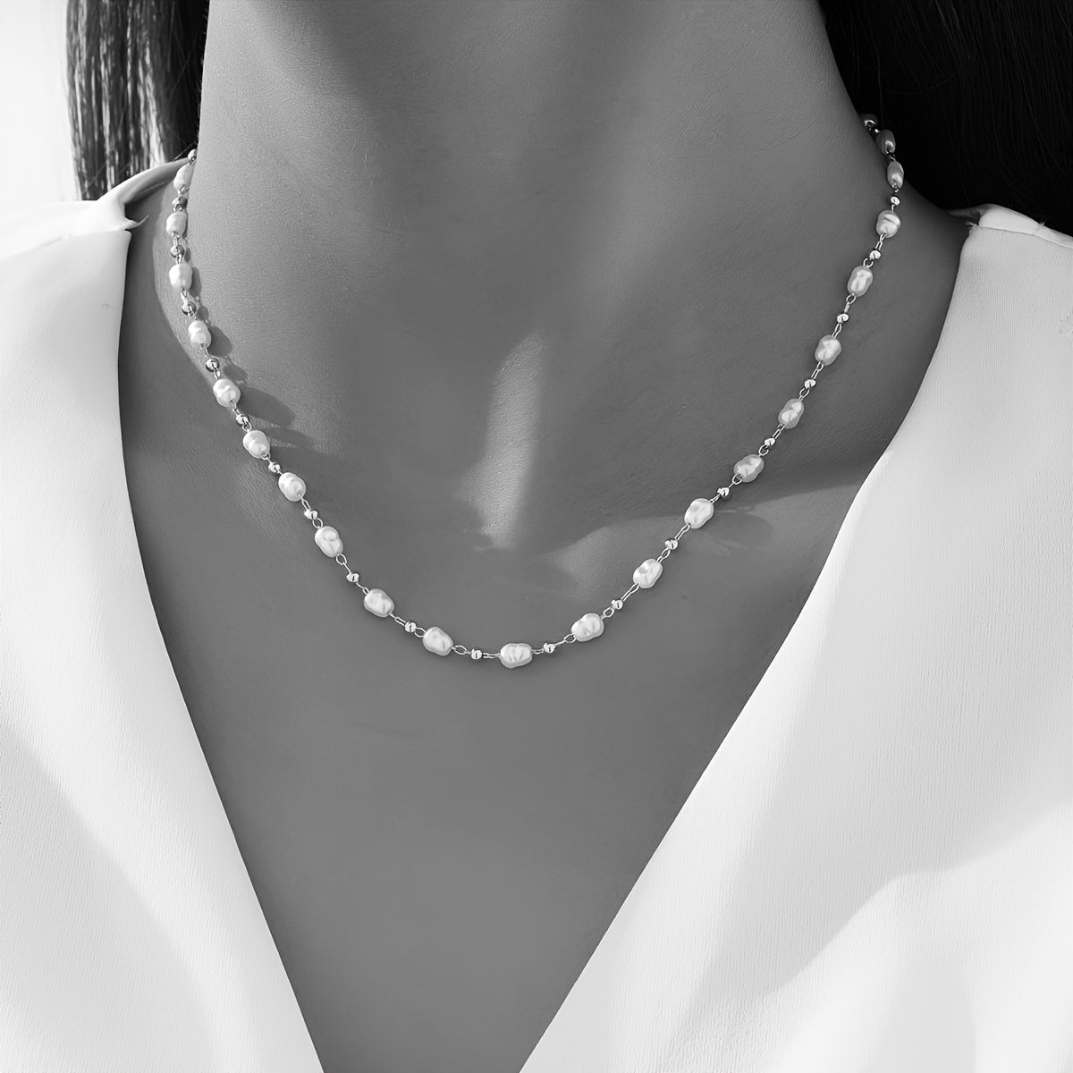 Elegant Simple Style Pearl Strand Necklace