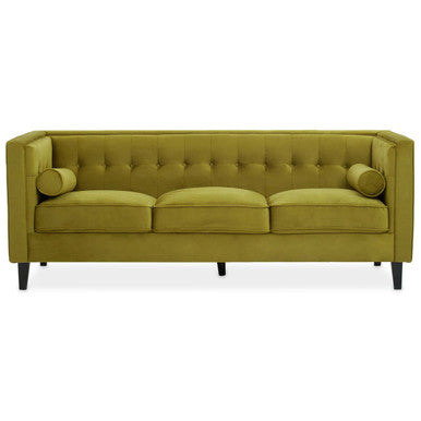 3 Seater Olive Velvet Sofa, Helia