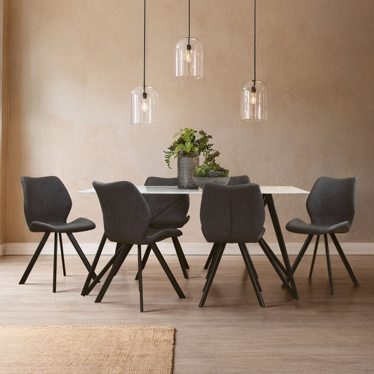 Weston Marble Effect Dining Table With 6 Chairs Set