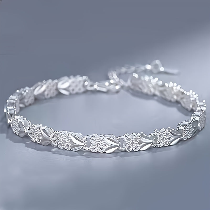 Vintage 925 Sterling Silver Leaf Bracelet – Boho Chic Adjustable Chain for Daily Wear & Gifts, Intricate Design Jewelry