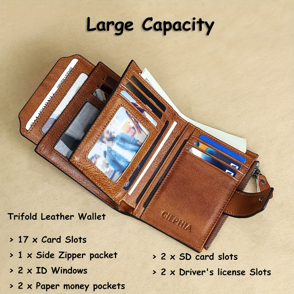 Men's Vintage Short Multi Function Genuine Leather Walle