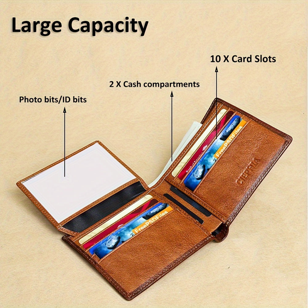 Men's Genuine Leather Anti Theft Brush Wallet