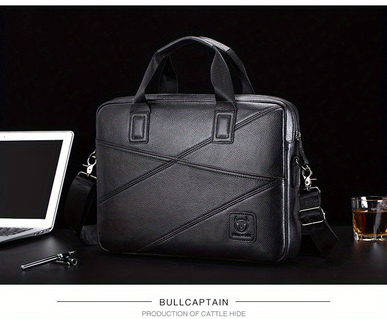 BULLCAPTAIN Men's Leather Briefcase Multifunctional Handbag