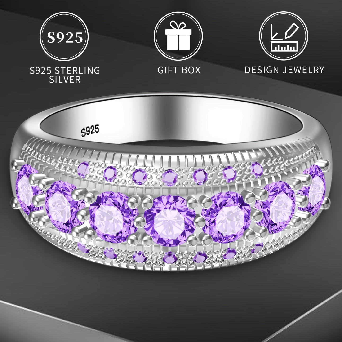 Silvery Diamond Ring Low Allergy