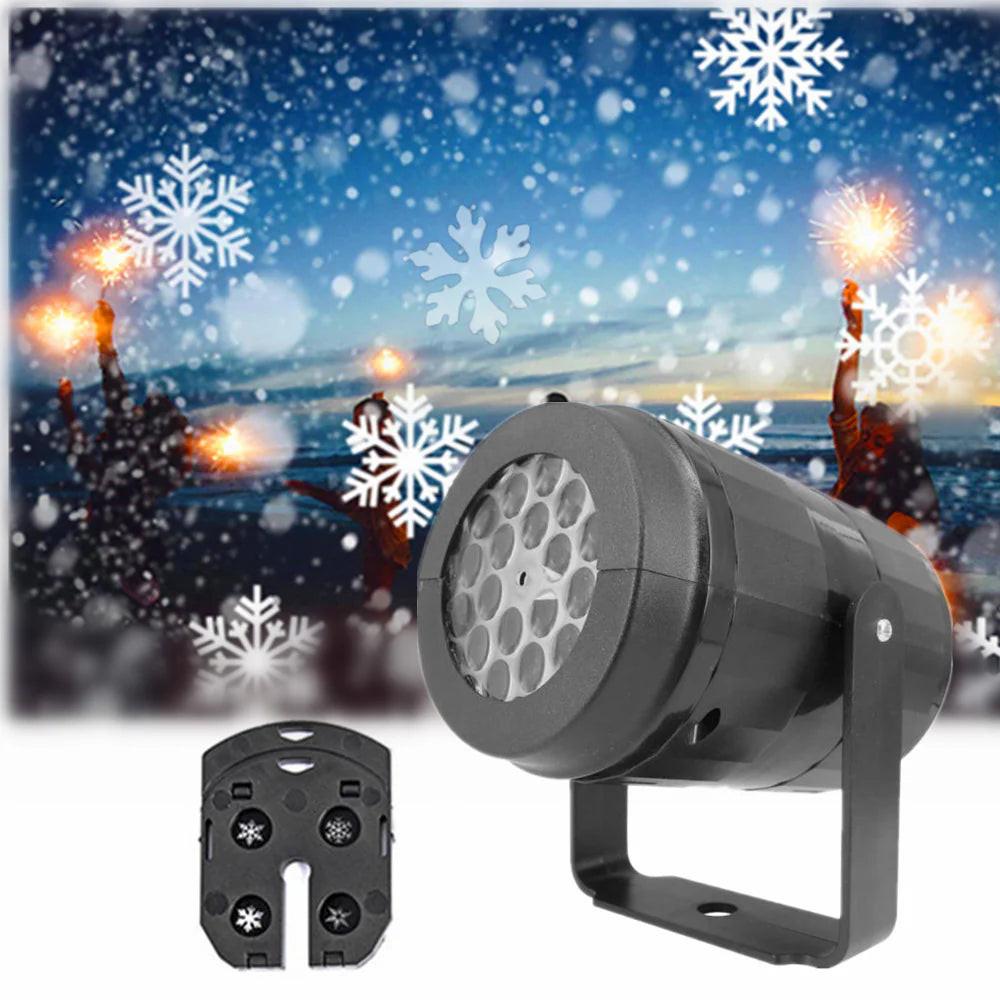 Rotating LED Snowflake Projector – 16 Festive Patterns for Indoor & Outdoor Use