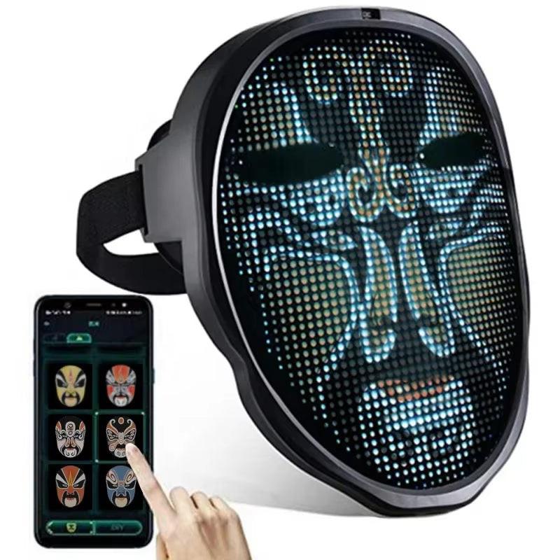 Bluetooth LED Face Mask – Programmable Light‑Up Carnival Mask with App & Gesture Control