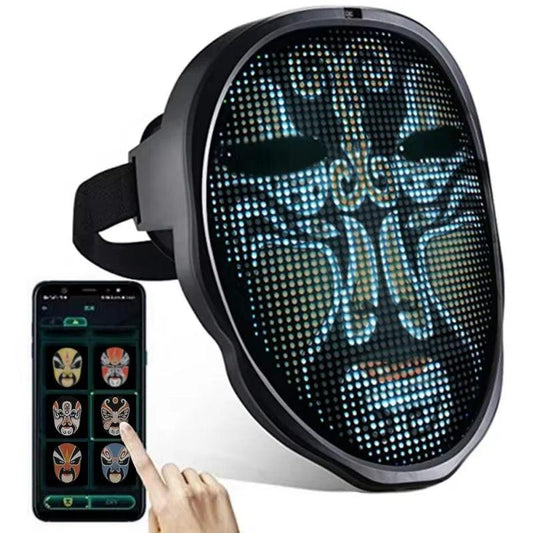 Bluetooth LED Face Mask – Programmable Light‑Up Carnival Mask with App & Gesture Control