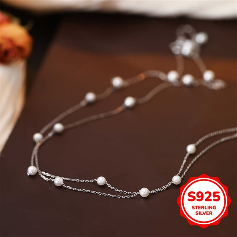 Elegant double-layer shell pearl necklace