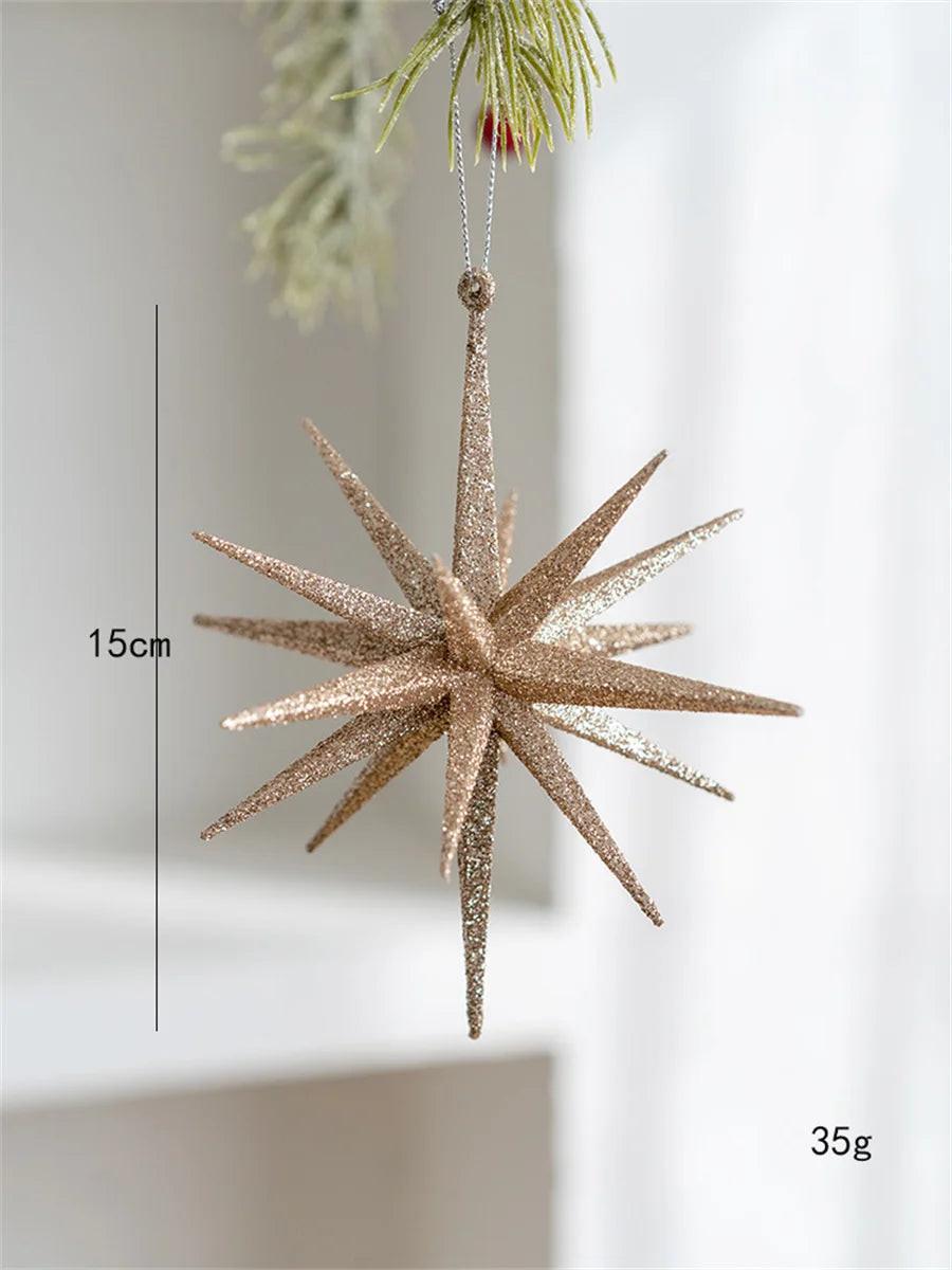 Exploding Star Christmas Tree Topper – Champagne & White Accent