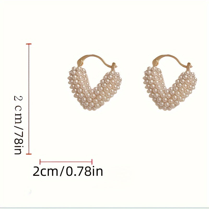 Pendant Ring Imitation Pearl Love Earrings