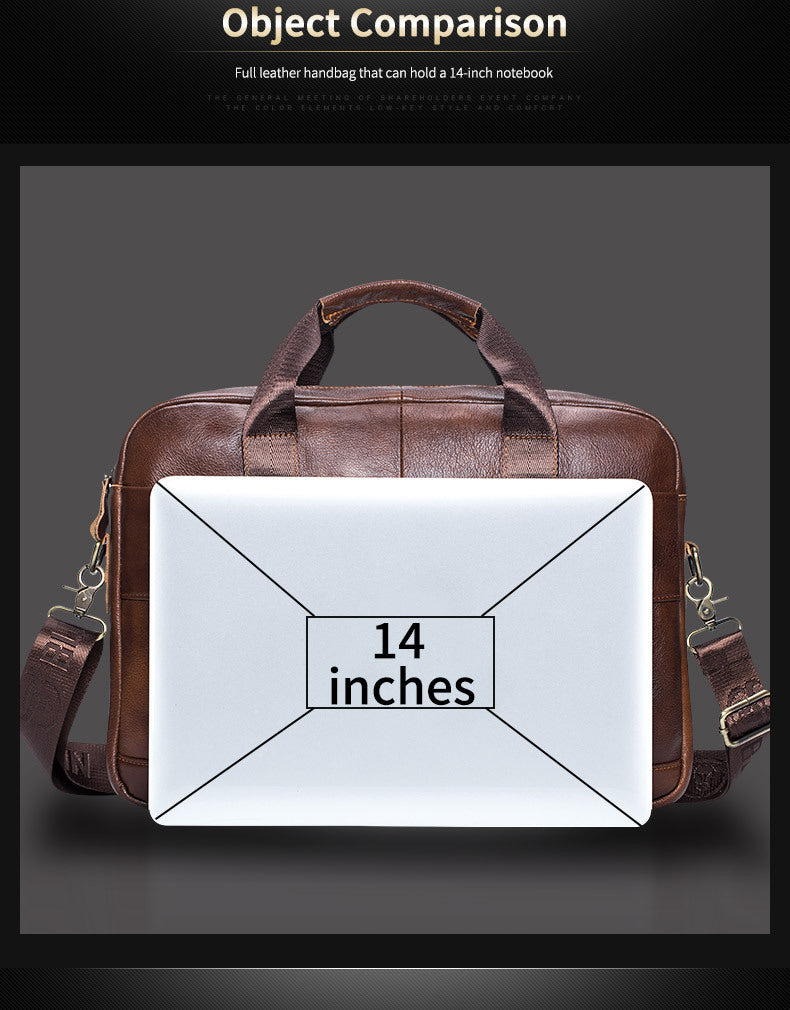 Capt. Niu leather one-shoulder messenger large-capacity fashionable male bag niu leather multi-functional hand-held business computer briefcase