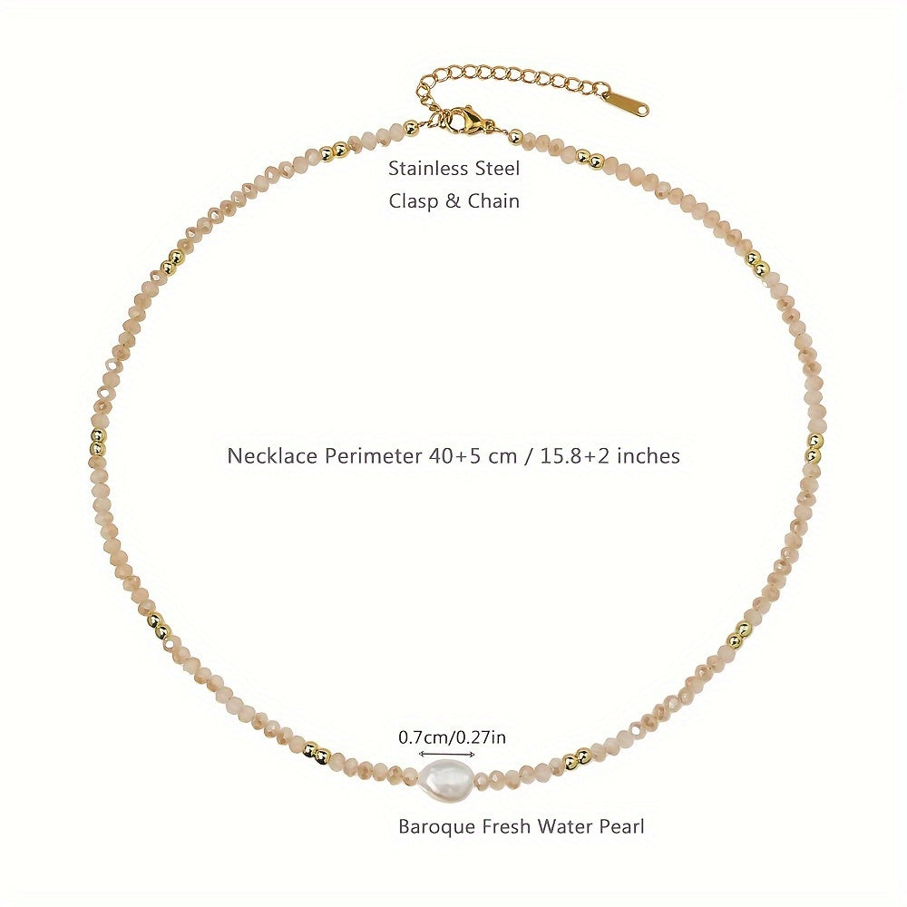 Natural Freshwater Pearl Beaded Necklace